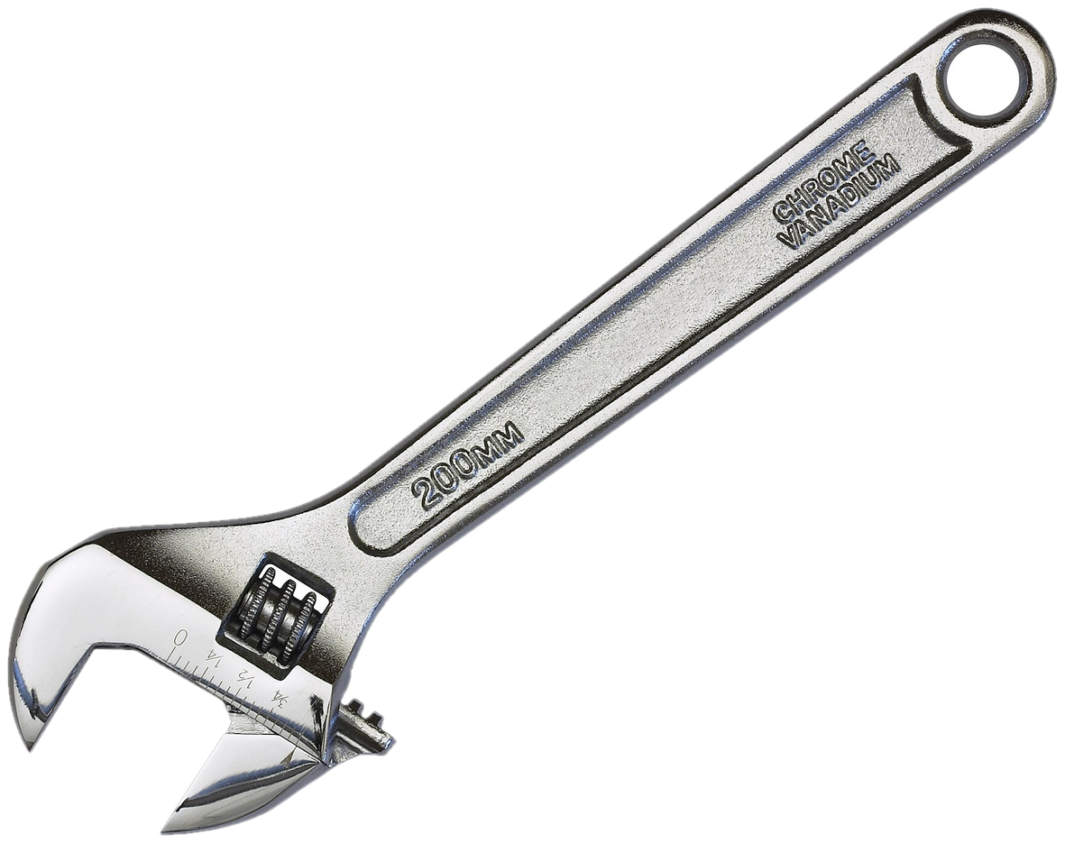 Chrome vanadium 200 mm adjustable wrench
